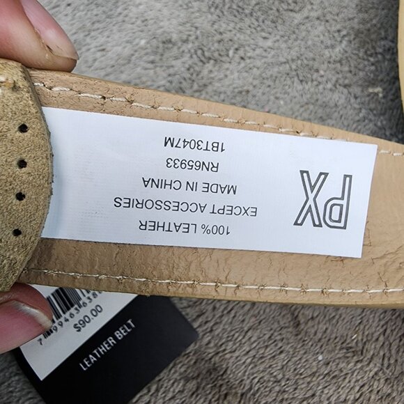 PX Belt Mens 36 Beige Leather *NWT* - Picture 3 of 6